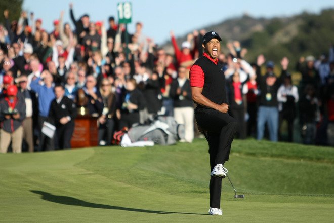 Tiger Woods Celebrating a Hole in One