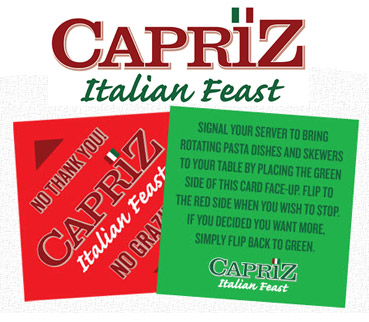 Myrtle Beach golfers looking for a great restaurant for their group should try Capriz Italian Feast at Broadway at the Beach - You tell them when to stop bringing food!