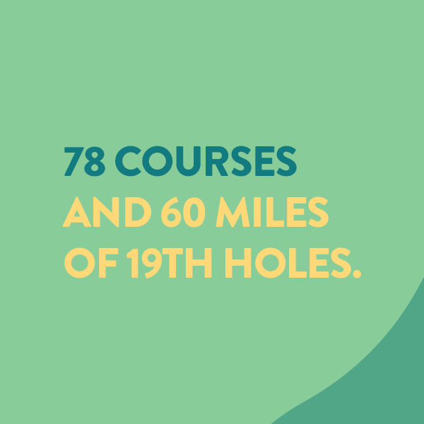 78 Courses and 60 Miles of 19th holes