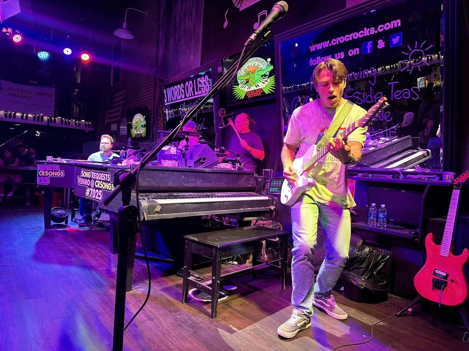 crocodile rocks myrtle beach dress code Last Call: The Best Live Music Spots for a Post-Round Nightcap in black suit with green occasion:night out occasion:cocktail & party Dress style:With Veil
